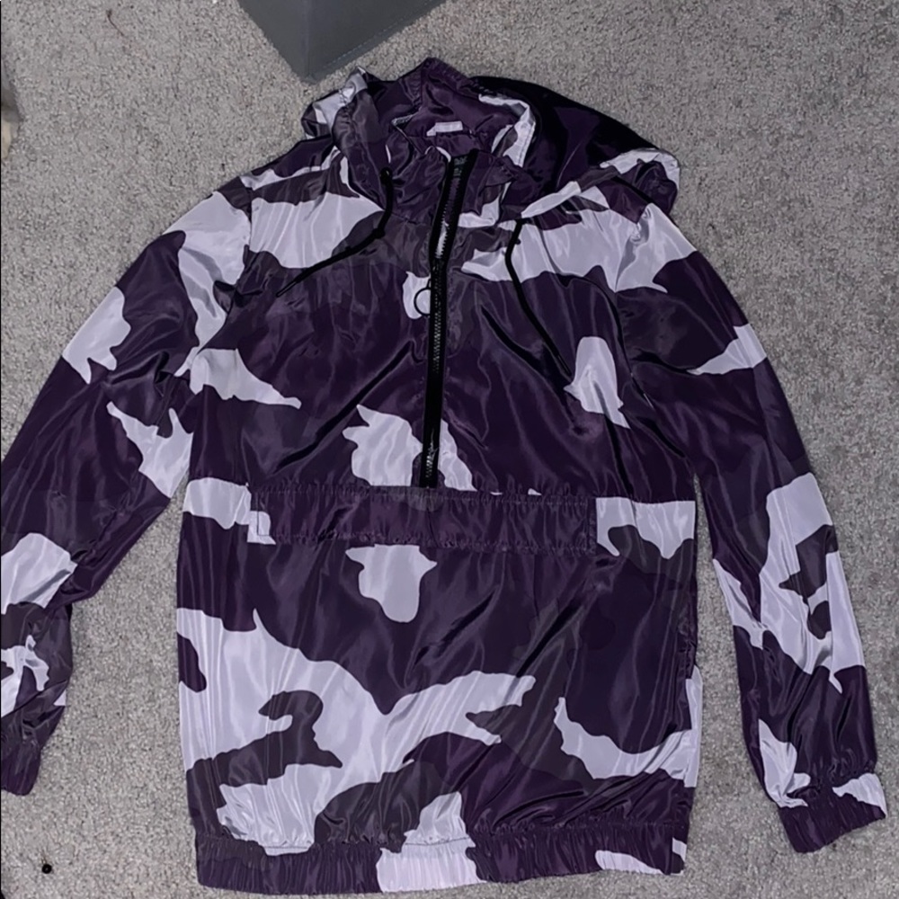 PURPLE CAMO HALF ZIP RAIN JACKET